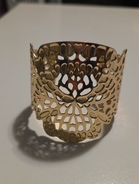 Gold Filigree Cutout Cuff Bracelet - Women Jewelry